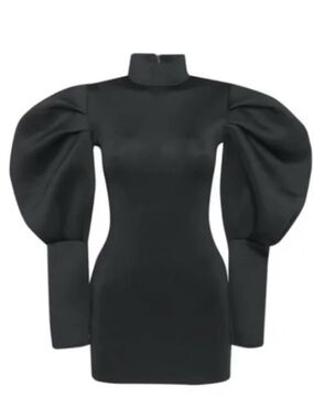 Forever Unique Scuba Mini Dress With Puff Sleeve